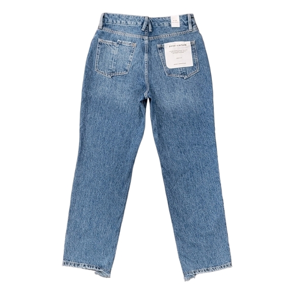 Good American Vintage Straight Leg Distressed Blue Jeans Womens Size 4/27 NWT - Picture 8 of 15